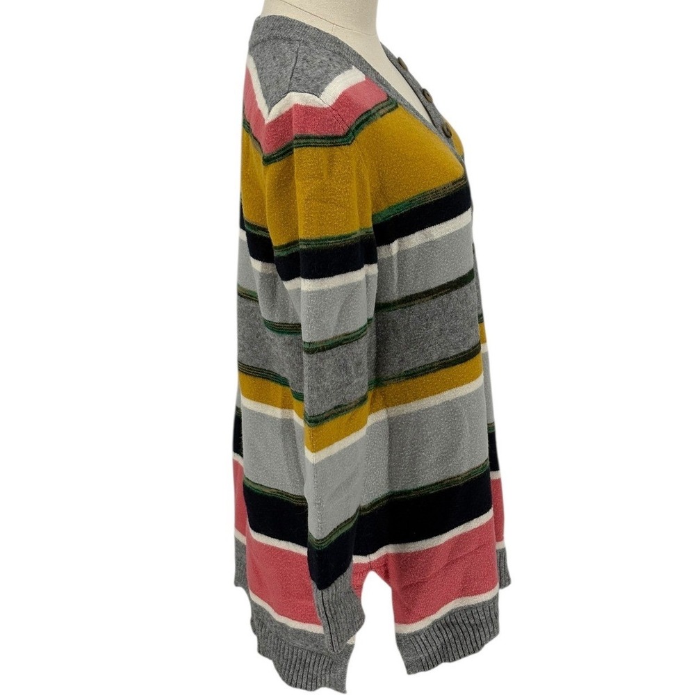 Anthropologie Striped Button Front V Neck Sweater Size L - Picture 3 of 5